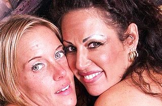 There is a dildo that lesbian MILFs with naked bodies use for own pleasure