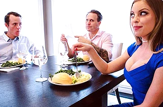 Naked young woman with pretty face agrees to be fucked by new stepson