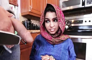 Strong dick satisfies shaved pussy of Arab girl with big naked breasts