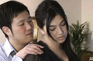 Shoulder massage turns Japanese girl on and man fucks naked pussy from behind