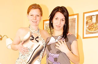 Naked lesbian cuties have sex and strapon definitely won't hurt