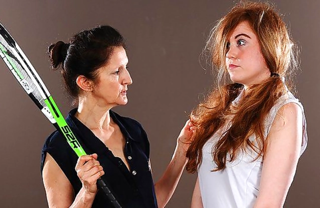 Tennis trainer can't resist making naked redhead lick her pussy