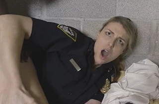 Two naked policewomen hammered by black offender with huge cock