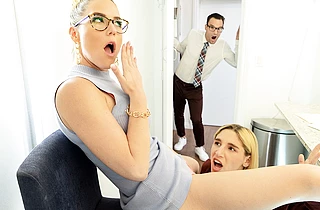 Sexy nerd girl satisfied with an FFM threesome after losing a regional debate competition