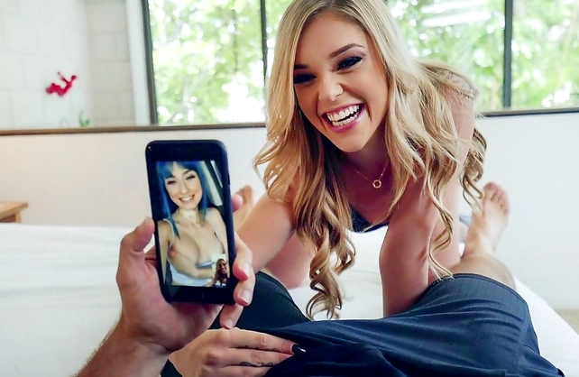 Girlfriend gives me a sexy present in the form of a hot blonde slut