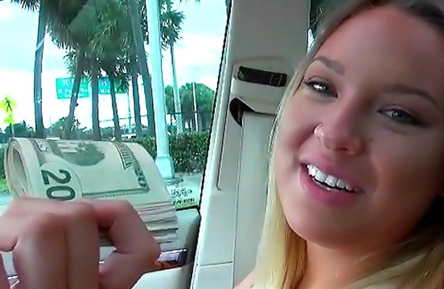 In exchange for cash naked sexpot copulates with operator in his car