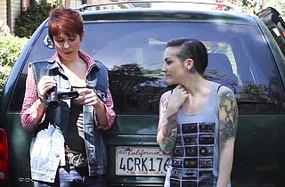 Short-haired redhead seduces her naked girlfriend right in kitchen