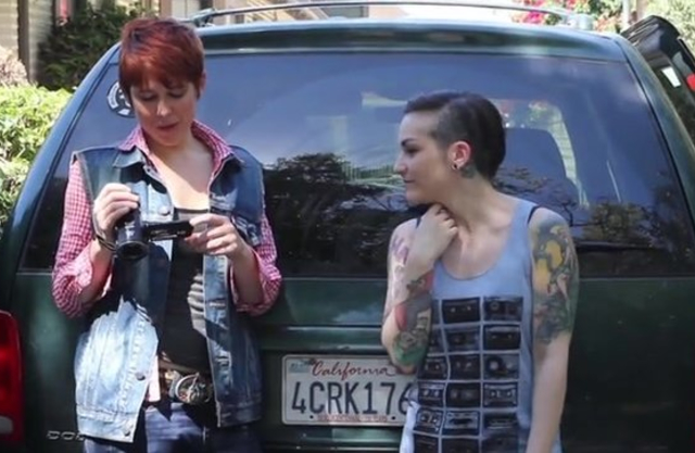 Short-haired redhead seduces her naked girlfriend right in kitchen