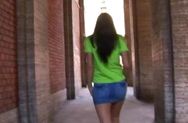 Excited stud penetrates naked brunette in mini skirt at his place