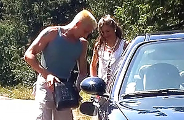 Kind guy gives beauty fuel before they have naked sex in the forest
