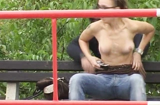 Brave guys prank amateur girls by flashing naked breasts to the world