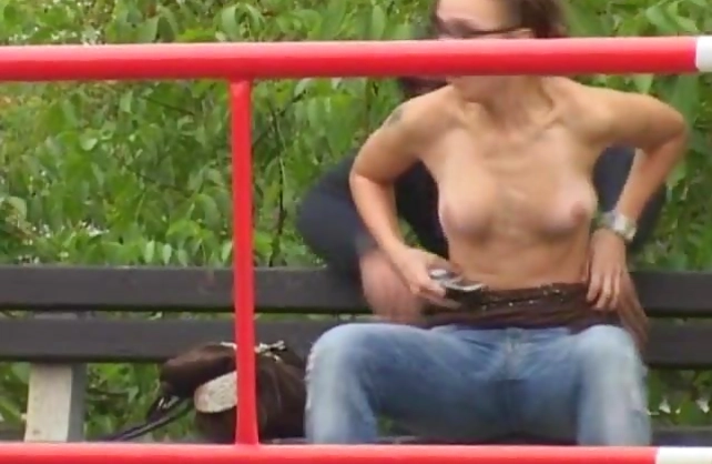 Brave guys prank amateur girls by flashing naked breasts to the world
