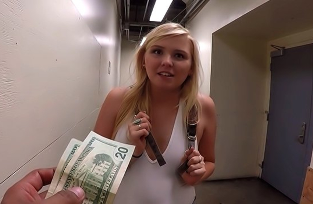 In exchange for cash naked chubby blonde copulates with handsome stud