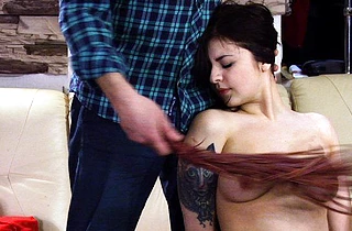 Strange nerd acquaints his naked girlfriend with world of domination