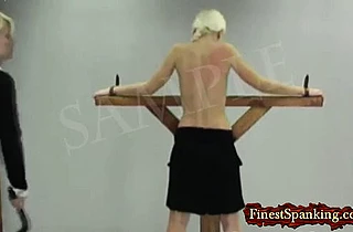 Obedient naked chicks spanked till their round buttocks are blushed