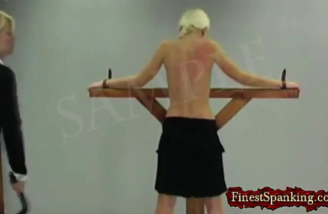 Obedient naked chicks spanked till their round buttocks are blushed