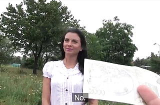 Stunning brunette agrees to show treasures naked and fuck for money