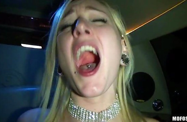 After ride in limo hot naked girls have fun with dicks in hotel room