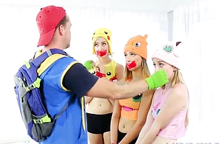 Pokemon poacher drills tight naked cunts of babes wearing tops