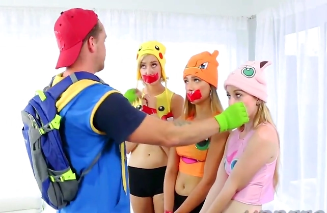 Pokemon poacher drills tight naked cunts of babes wearing tops