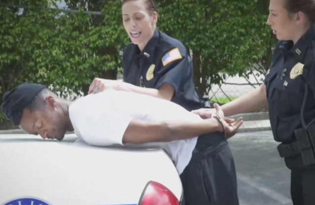 Naughty and hot cop loves the way thug fucks naked girl in fresh air