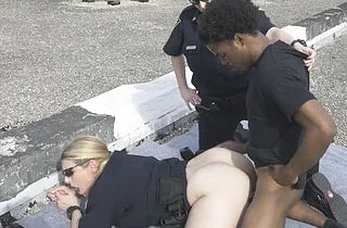 Hot female cop makes sure Ebony criminal properly fucks naked girl
