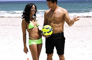 After fun on beach sexy naked girl is properly nailed by Latin stud