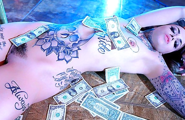 Married naked girl with beautiful tattooed body cheats on husband