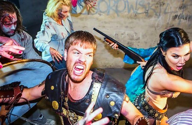 Warriors drive off zombie attack and naked girl devotes time to hot anal