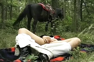 It is a beautiful day for guys who have sex with a naked girl in forest