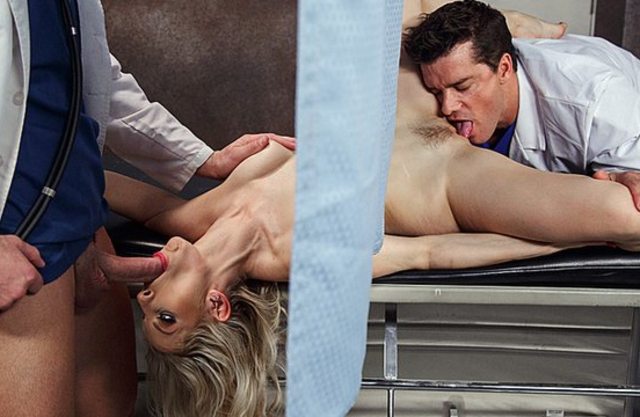 Doctors cure naked girl penetrating her sexy orifices at the same time