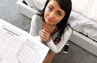 Stepdad won't tell about naked girl's bad grades in exchange for hot sex