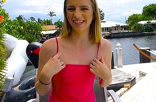 Small-tittied naked girl practices hot sex with cameraguy outdoors