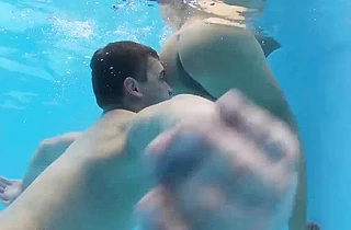 Sexy naked girl does it with her client inside house and in the pool
