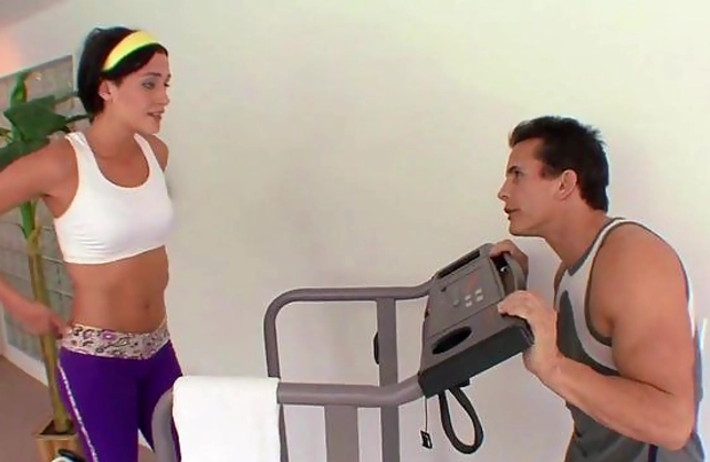 Naked girl becomes an easy target for her hot trainer who fuck her