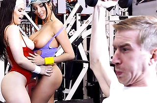 Sportsman isn't experienced in hot sex affairs but naked girls want him