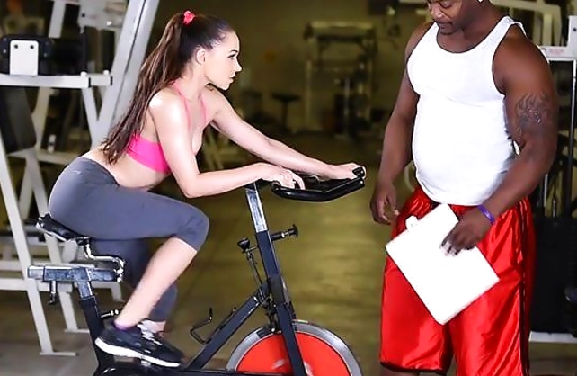 Naked girl with sexy boobies and sweet butt gives pussy to a black man