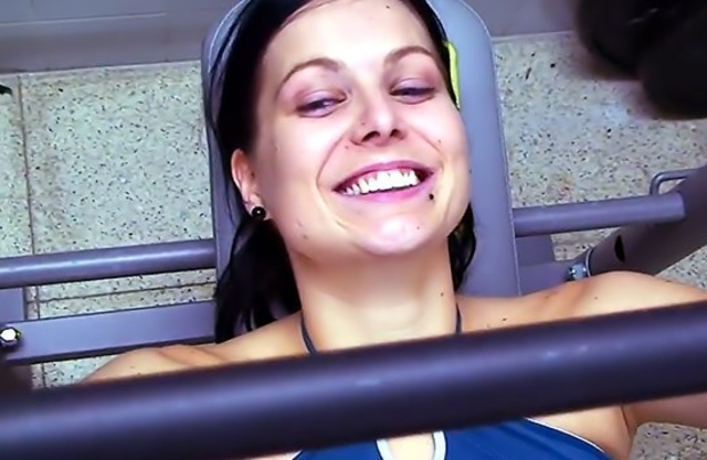 Trainer tricks naked girl into topless workout to see her hot body