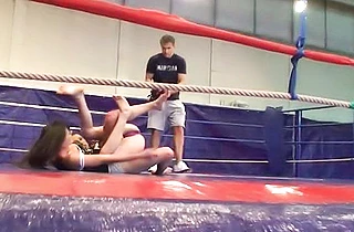 Hot naked girl gets horny fighting with a female and they turn to sex