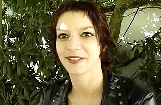 Eye-catching French girl in red shoes fucked in naked anus outdoors