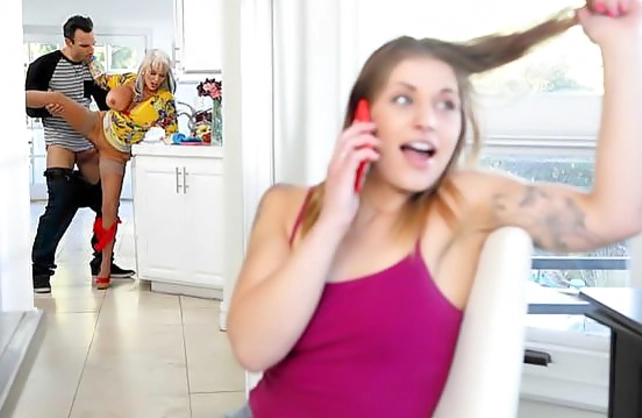 Unfaithful naked guy can't overcome the desire to fuck girlfriend's stepmom
