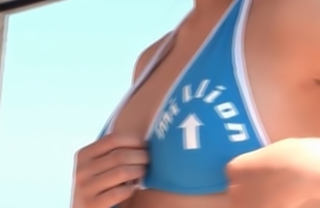 Impudent naked fellow forces two Japanese lifeguards to suck his prick