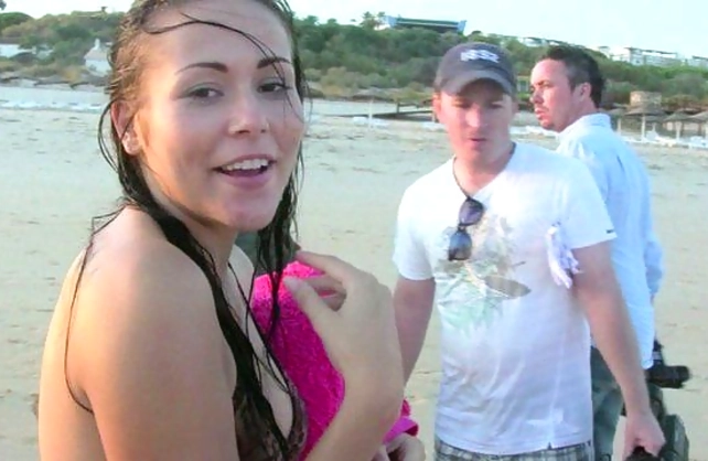 Crew films non-naked models with nice bodies having fun on the beach