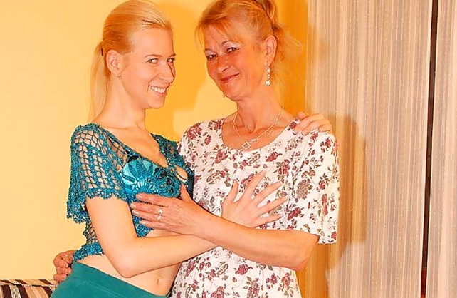 Sexy girlfriends of different age with skinny naked bodies lick each other
