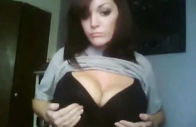 Teenage girl playing with her big melon tits