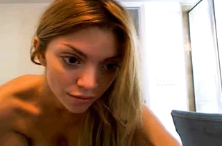 Naked girl with yummy big tits films herself in the shower