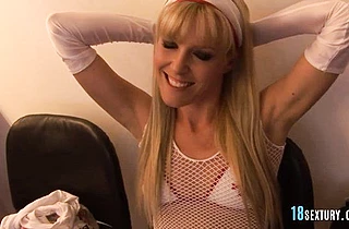 Blonde 18-year-old nurses pose naked and are ready to go lesbian
