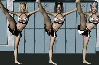 Charming cartoon cheerleaders dance and get naked to lick twats