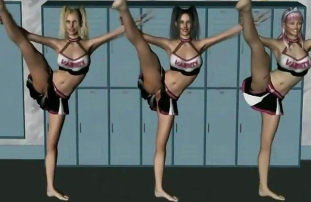 Charming cartoon cheerleaders dance and get naked to lick twats