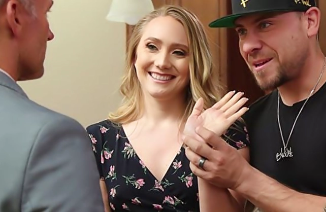 Son's sexy naked girlfriend thanks his dad for helping them out